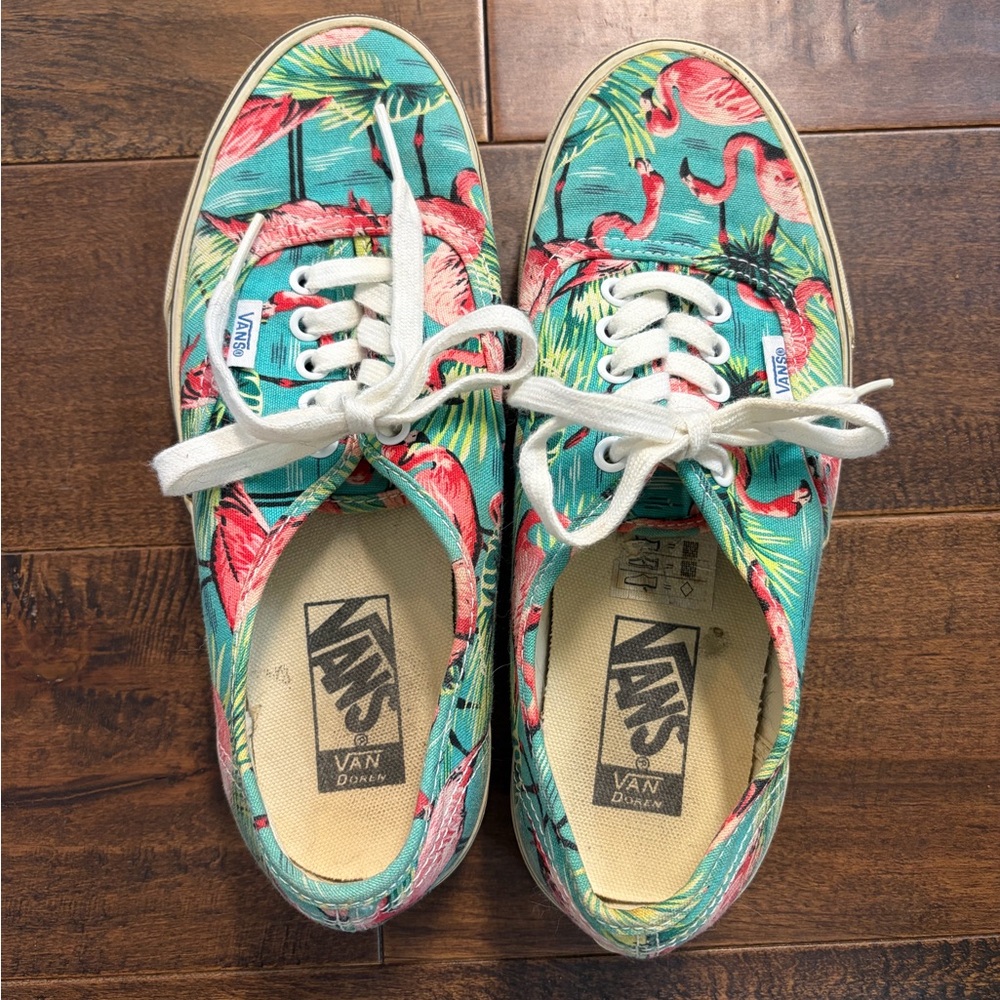 Vans Old Skool Flamingo Print Sneakers Authentic Van Doren Tropical Canvas Shoes - Picture 3 of 9